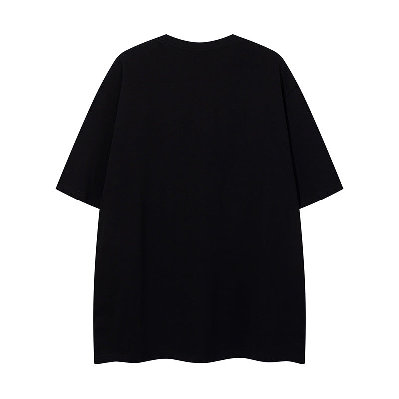 Pattern Embroidered Oversize Short Sleeve T-Shirt for Men and Women