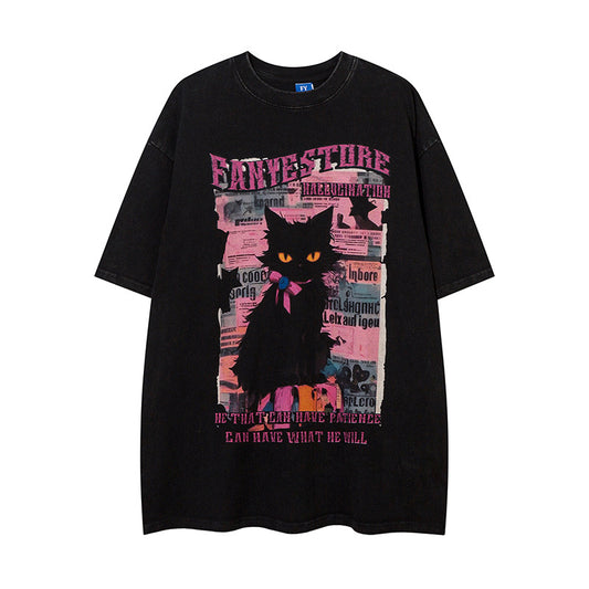 Dark Cool Cat Men's and Women's T-shirt