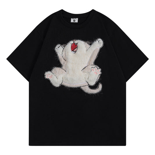 Sticky cat casual loose short sleeved shirt